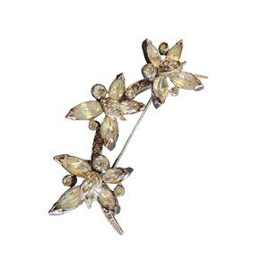 Vintage Heavy Eisenberg Rhinestone Flower Brooch #1F